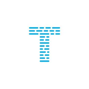 Blue Stripes Vector Logo Letter T Stock Illustration