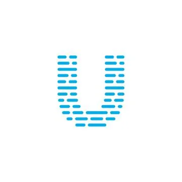 Blue Stripes Vector Logo Letter U Stock Illustration