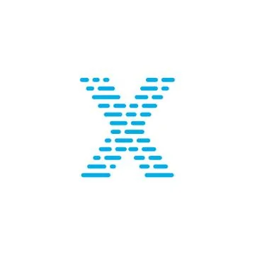 Blue Stripes Vector Logo Letter X Stock Illustration