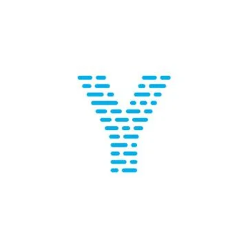 Blue Stripes Vector Logo Letter Y Stock Illustration