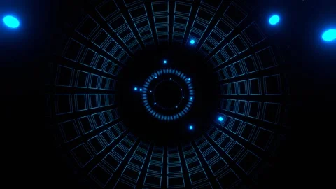 Blue Strobe in Neon Square Elements Tunnel Background VJ Loop in 4K Video stock 315894917