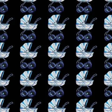 A blue stroller Stock Illustration