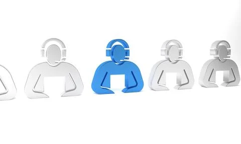 Blue Student icon isolated on white background. Minimalism concept. 3D rend.. Stock Illustration