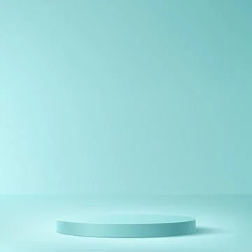 Blue studio background, with a round podium - Vector Stock Illustration