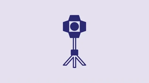 Blue Studio light bulb in softbox icon isolated on purple background. Shadow Stock Footage 232840933