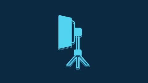 Blue Studio light bulb in softbox icon isolated on blue background. Shadow Stock Footage 235895336