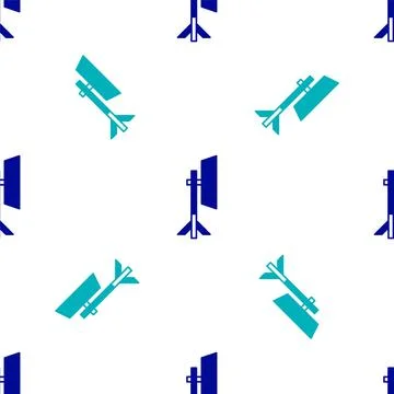 Blue Studio light bulb in softbox icon isolated seamless pattern on white 스톡 일러스트