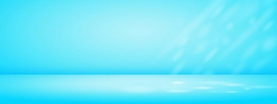 Blue studio room with sun rays. Limbo light background. Abstract 3d bg with.. Illustrazione stock