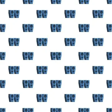 Blue studio speakers pattern on white background Stock Illustration