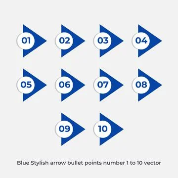 Blue stylish arrow bullet points number Stock Illustration