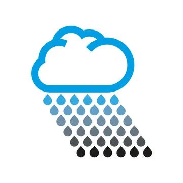 Blue stylized cloud with dirty blue black rain. Acid rain pollution Stock Illustration