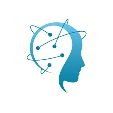 Blue stylized hacker head silhouette with lines around head vector illustrati Stock Illustration