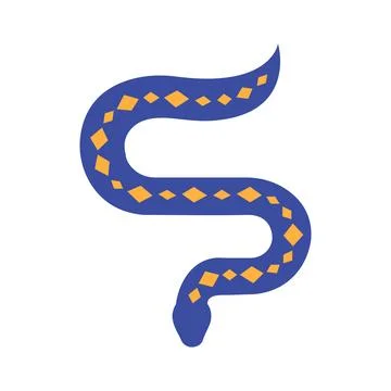 Blue stylized snake vector with orange diamonds Illustrazione stock