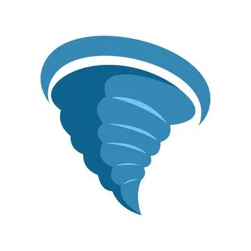 Blue stylized tornado rotating and forming funnel cloud 스톡 일러스트