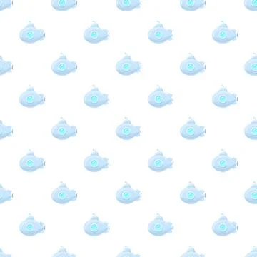 Blue submarine cartoon pattern floating on white background Stock Illustration
