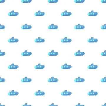 Blue submarine pattern on white background Stock Illustration