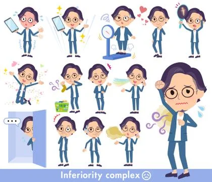 Blue suit Glasses man complex Stock Illustration