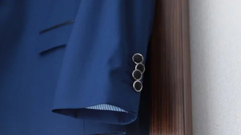 Blue Suit Jacket Closeup Stock Footage 90926048