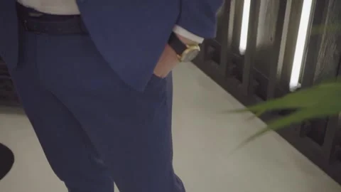 A blue suit on a man with a close-up Stock Footage 159881920