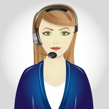 Blue suit operator isolated on white background Stock Illustration