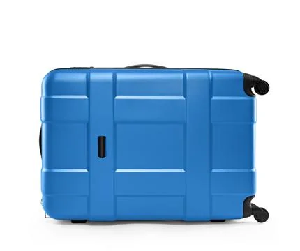 Blue suitcase plastic. lying on its side Stock Photos