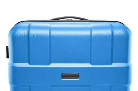 Blue suitcase plastic. upper part of the handle Stock Photos