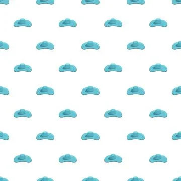 Blue summer hat repeating seamless pattern background Illustrazione stock