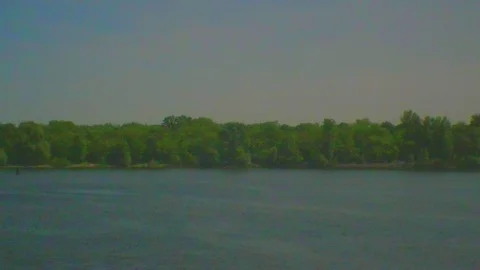 Blue summer river landscape transition background Stock Footage 112772856