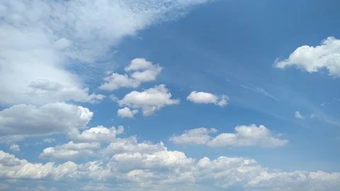 Blue summer sky and clouds, pan motion Stock Footage 114566549