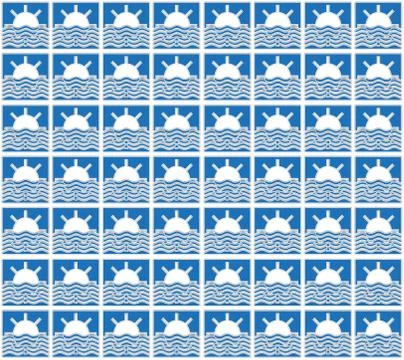 Blue summer sun and waves pattern Stock Illustration