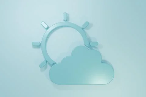 Blue Sun and cloud weather icon isolated on blue background. Minimalism con.. Stock Illustration