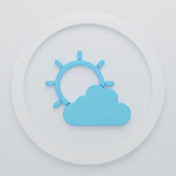 Blue Sun and cloud weather icon isolated on white background. Minimalism co.. Stock Illustration