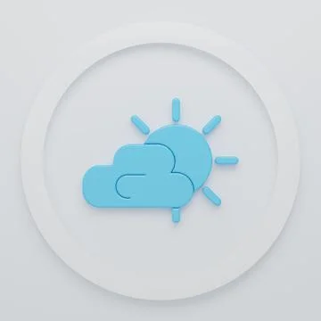 Blue Sun and cloud weather icon isolated on white background. Minimalism co.. Stock Illustration