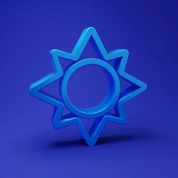 Blue Sun icon isolated on blue background. Minimalism concept. 3D render il.. Stock Illustration