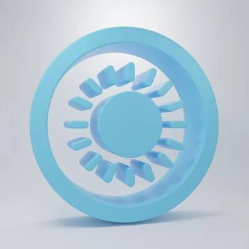 Blue Sun icon isolated on grey background. Summer symbol. Good sunny day. M.. Stock Illustration