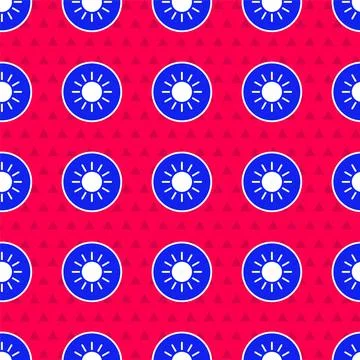 Blue Sun icon isolated seamless pattern on red background. Vector Stock Illustration