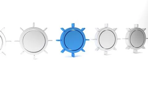 Blue Sun icon isolated on white background. Minimalism concept. 3D render i.. Stock Illustration