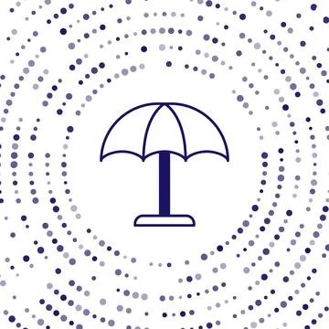 Blue Sun protective umbrella for beach icon isolated on white background. Large Illustrazione stock