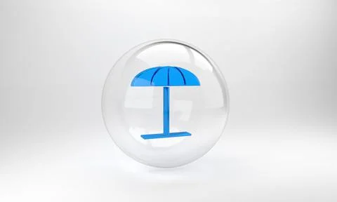 Blue Sun protective umbrella for beach icon isolated on grey background. Larg Stockillustratie