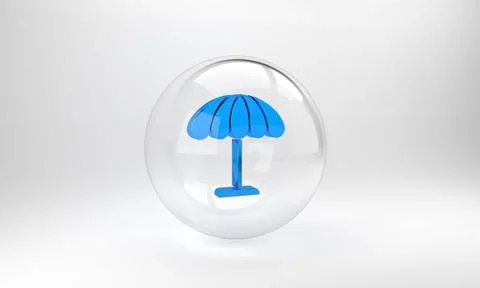Blue Sun protective umbrella for beach icon isolated on grey background. Larg Stockillustratie