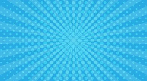Blue sunbeams halftone background. Vector illustration. Stock Illustration