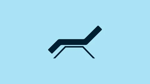 Blue Sunbed icon isolated on blue background. Sun lounger. 4K Video motion Stock Footage 230500337