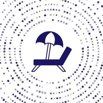 Blue Sunbed icon isolated on white background. Beach umbrella and Sun lounger Stock Illustration