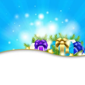 Blue sunburst background with gift Stock Illustration