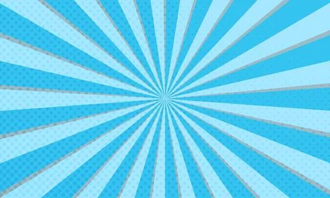 Blue sunburst background with radial rays and comic book style graphic pattern Illustrazione stock