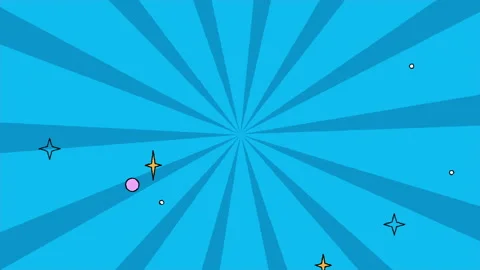 Blue sunburst comic stripes over cyan background, channel animation. Stock Footage 193708233