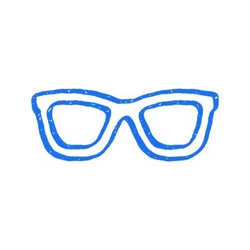 Blue Sunglasses Hand Drawn Vector Illustration. Whimsical Doodle Eyewear Ic.. Illustrazione stock