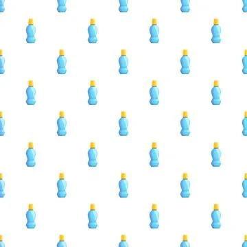 Blue sunscreen lotion bottles repeating seamless pattern Stock Illustration