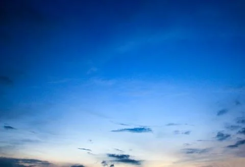 Blue sunset sky background. Stock Photos