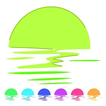 Blue sunset vector cartoon graphic イラスト素材